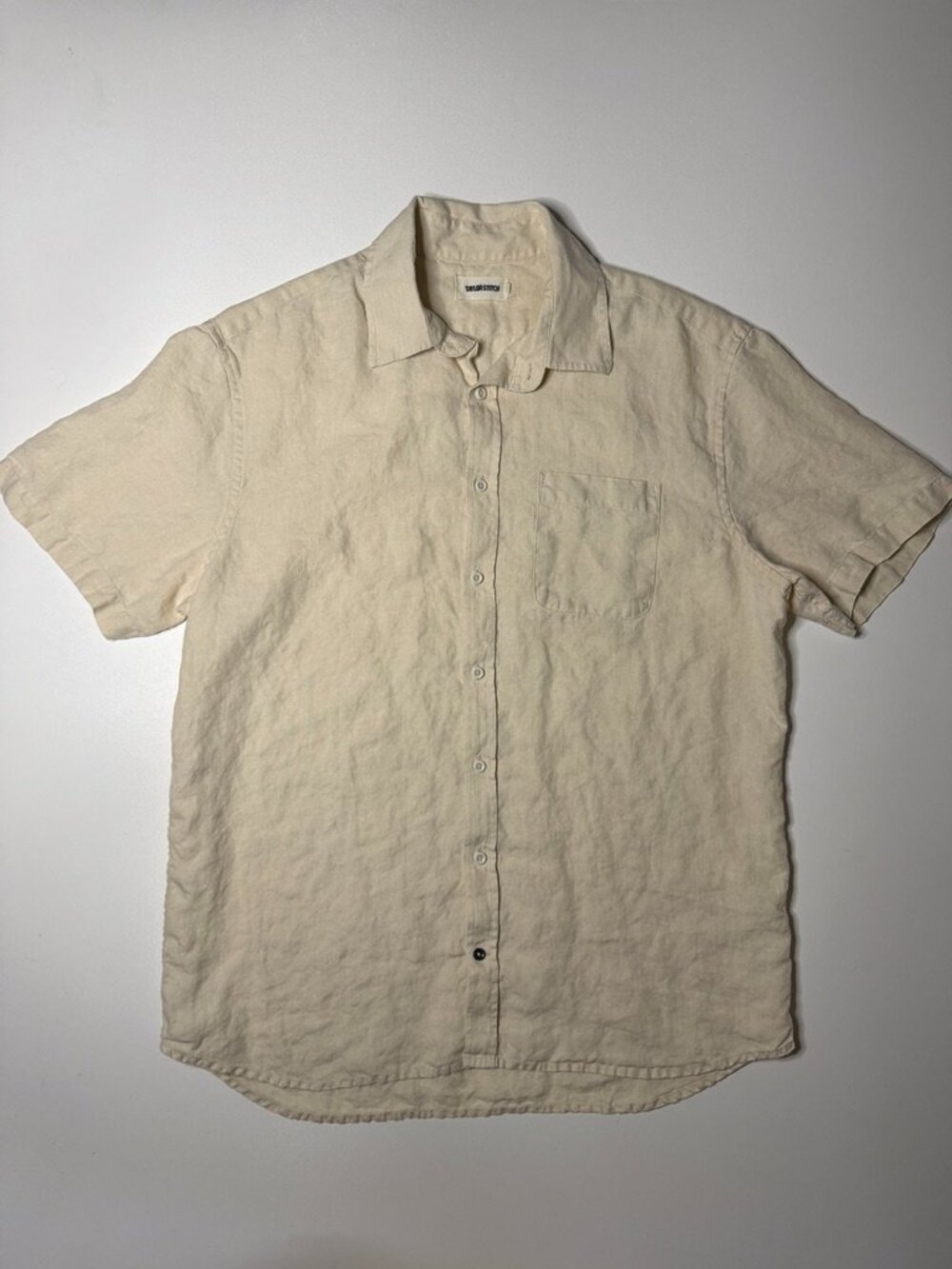 Taylor Stitch The Short Sleeve California in Cream Hemp XXL 46